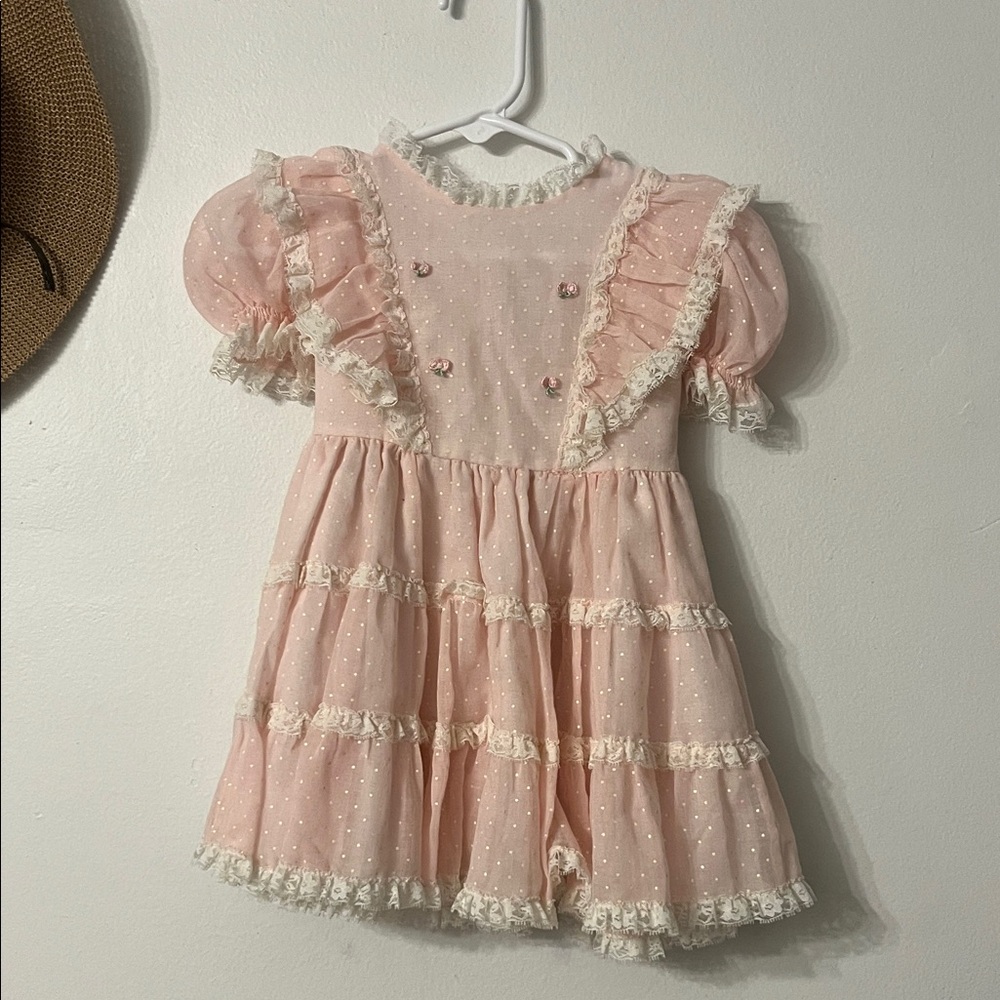 Pretty Pink Lace-Trim Party Dress for Girls